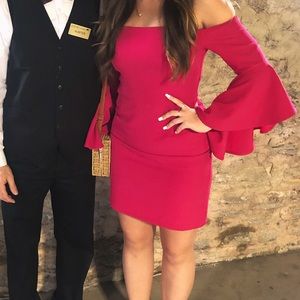 Bell-Sleeve Off-The-Shoulder Sheath Dress